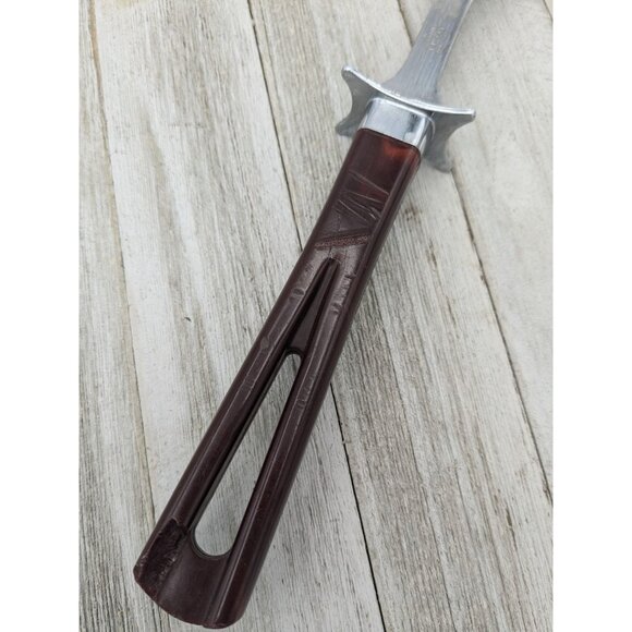 Vintage Stanhome 3 Prong Meat Fork Stainless Brown Handle - Picture 6 of 9